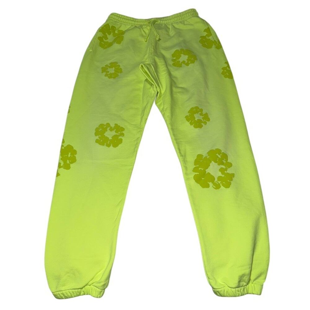 Denim Tears Mono Cotton Wreath Neon Green Sweatpants Large